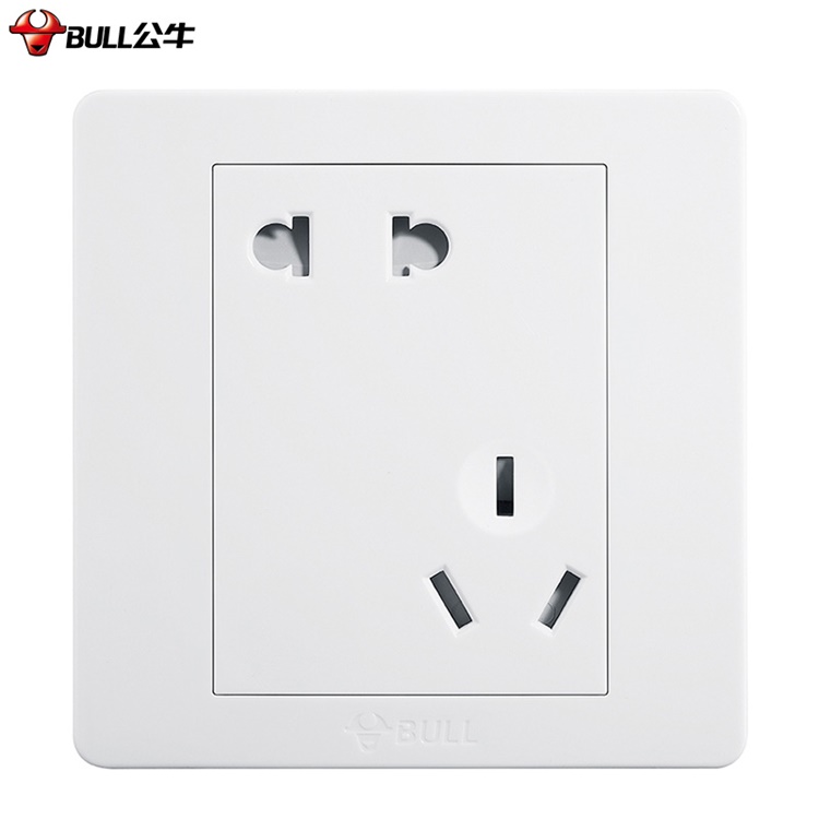 公牛 开关插座面板 g06z223a 斜五孔/错位五孔 10a/250v 86*86mm 白色