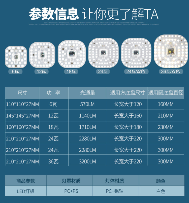 欧普照明 led吸顶灯灯板 尺寸:210*210*70mm 24w 适用圆底盘直径
